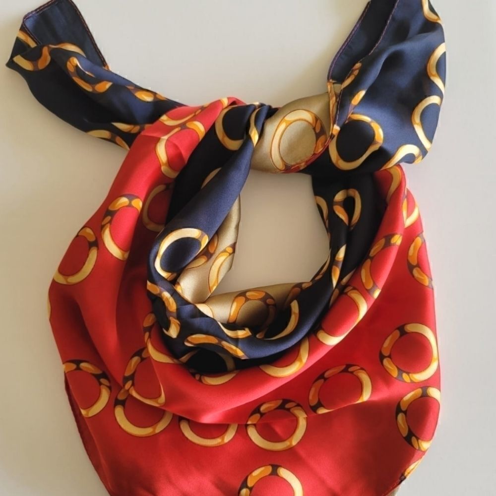 Women Satin Silky Square Neck Scarf - Picture 6 of 10